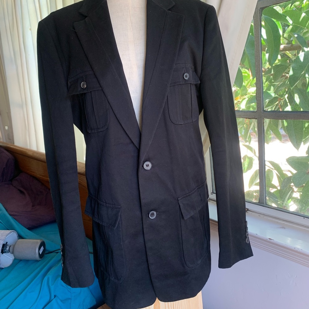 Zara Man Black Black %100 Cotton Blazer
